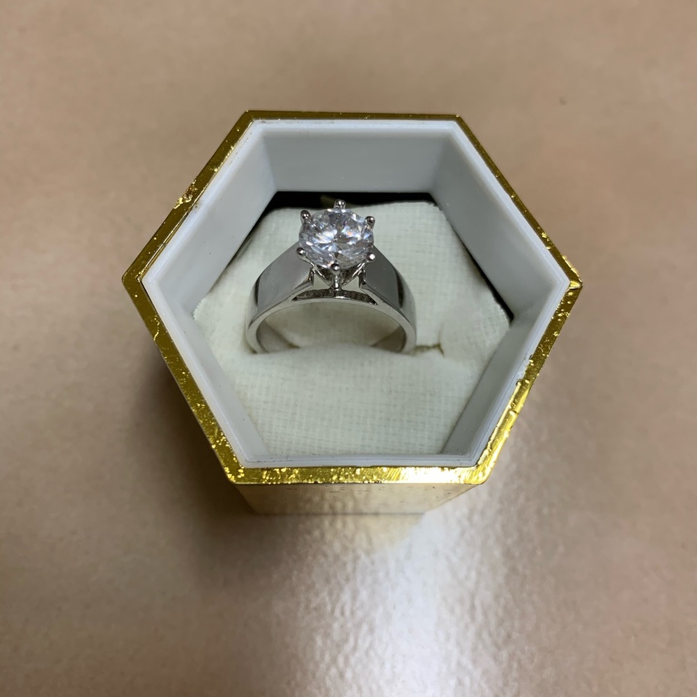 *CZ Engagement Wedding Ring .925 Sterling Silver*
